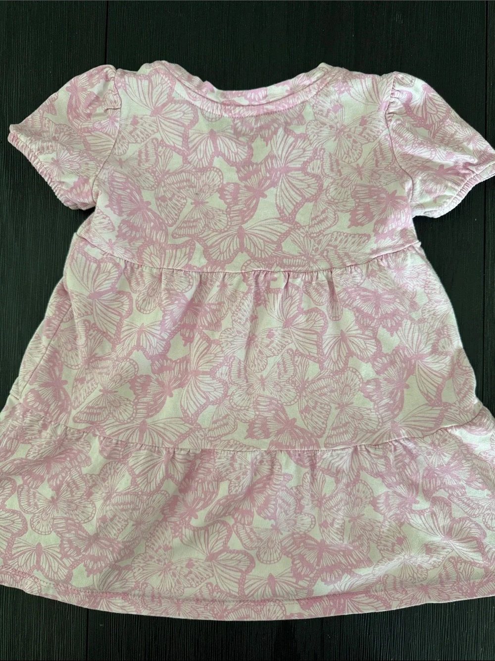 GAP Kids Toddler Girls Pink Butterfly Novelty Print Tiered Dress 100% Cotton 2T